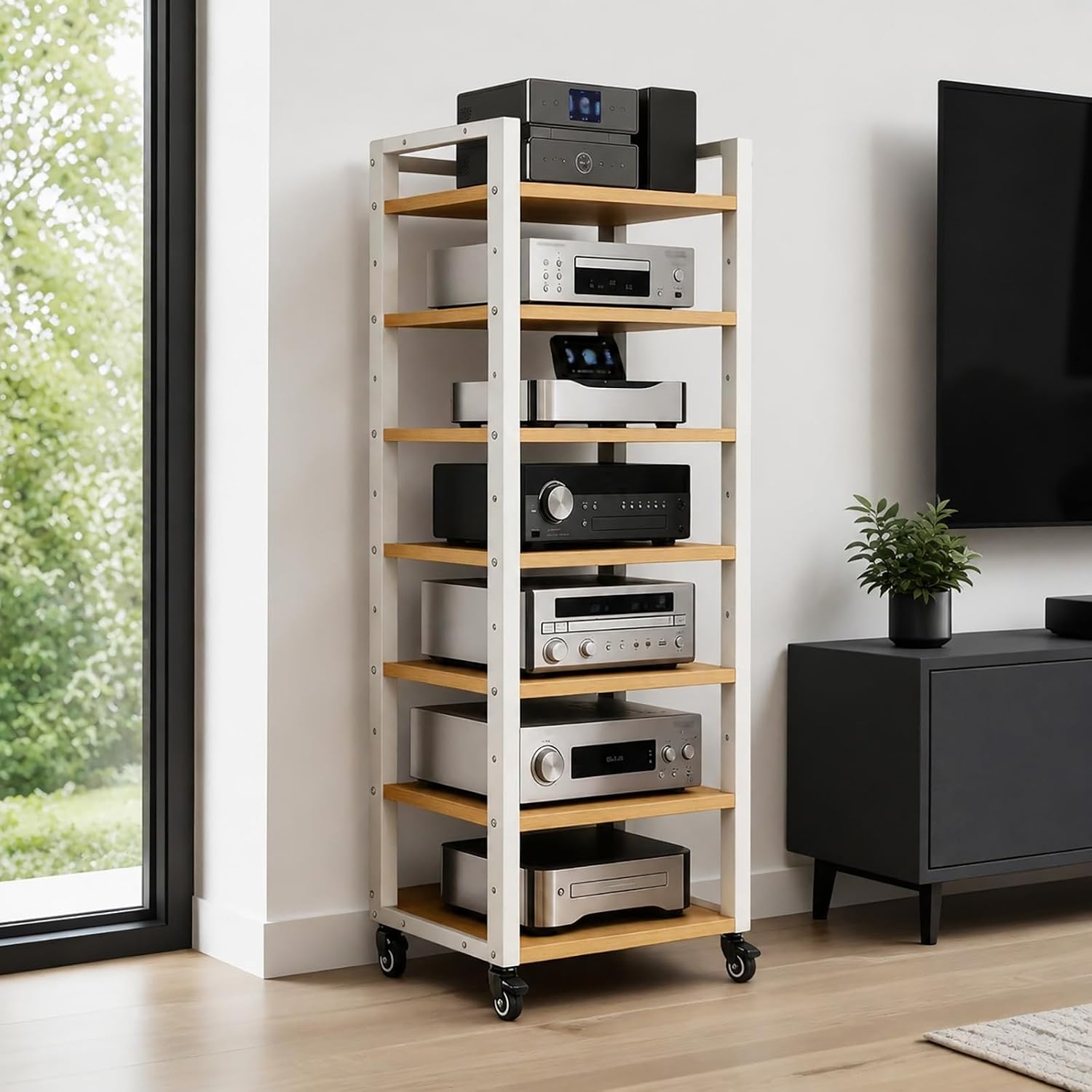Tall Narrow Audio Tower Rack Cabinets
