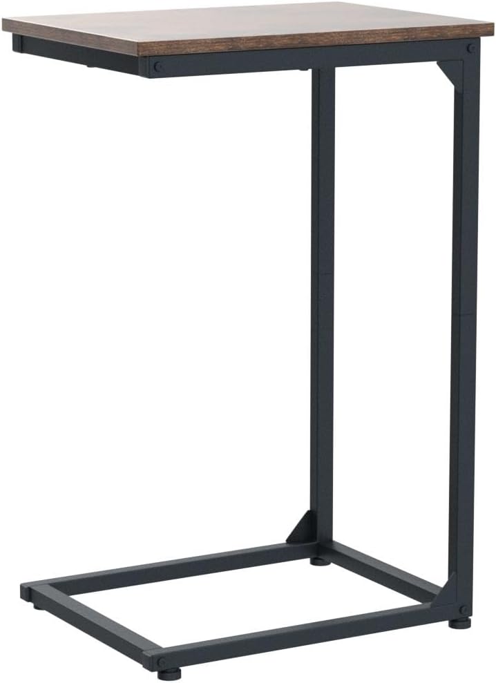 Rustic Brown Slidable C-Shape Side Tables