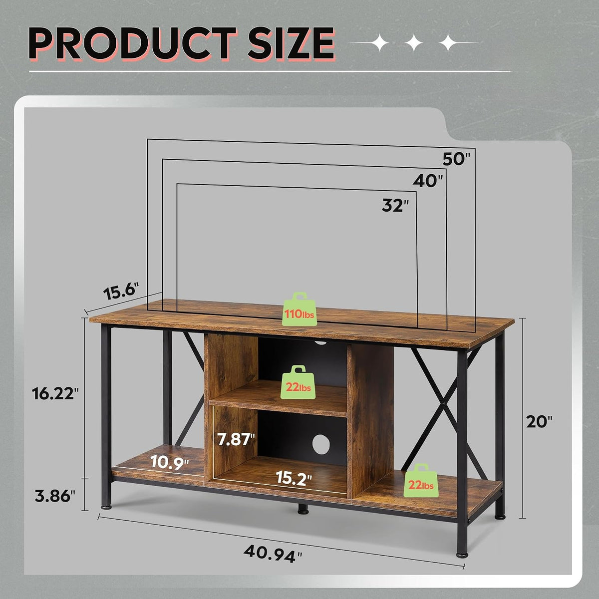 Rustic Brown Compact Industrial TV Stand