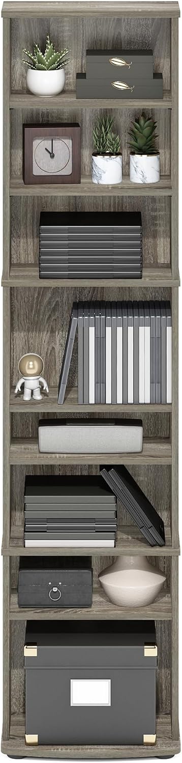 French Oak Slim 8-Tier Media Storage Rack