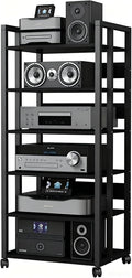 Wheeled Adjustable 6-Tier AV Media Stand