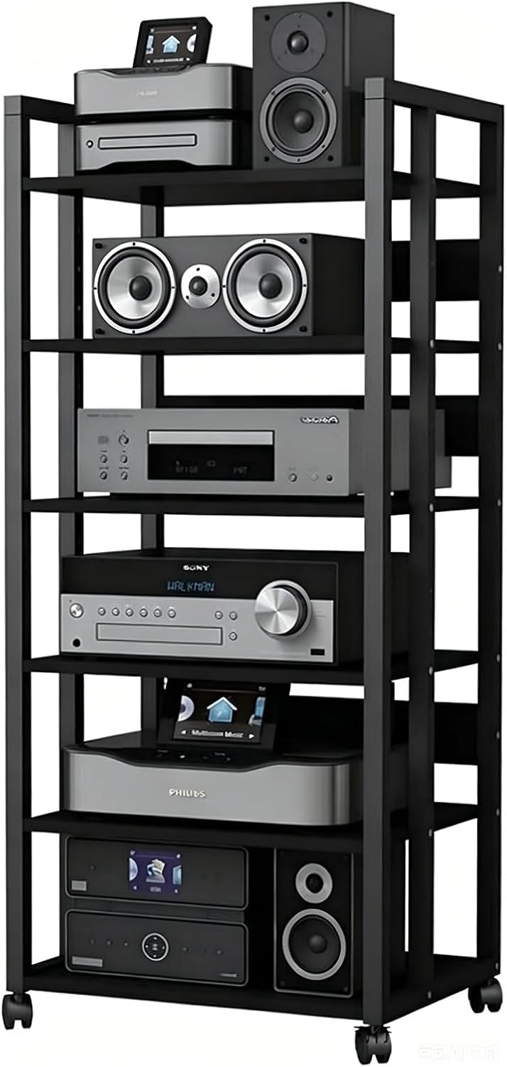 Wheeled Adjustable 6-Tier AV Media Stand