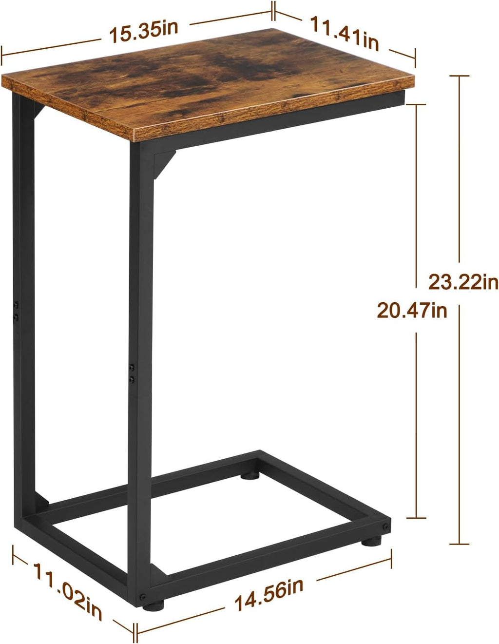 Rustic Brown Slidable C-Shape Side Tables