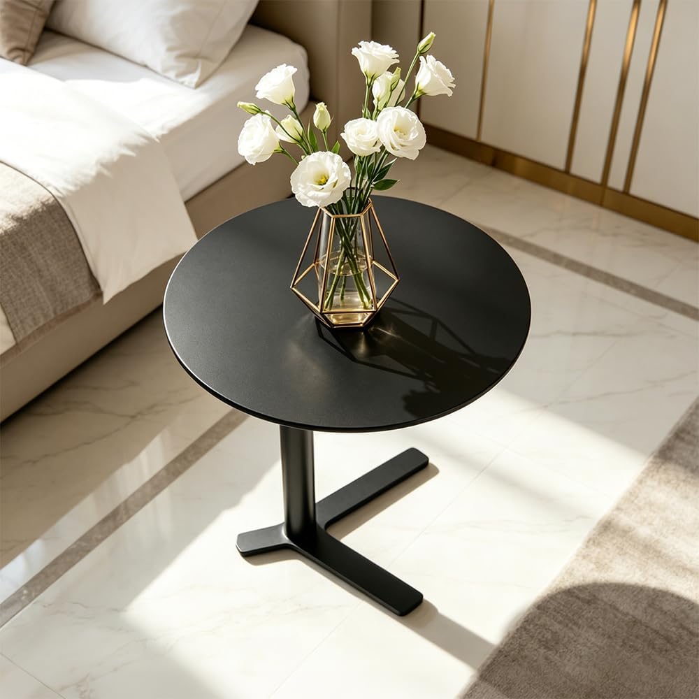 Round Metal C-Shaped Sofa Side Accent Table