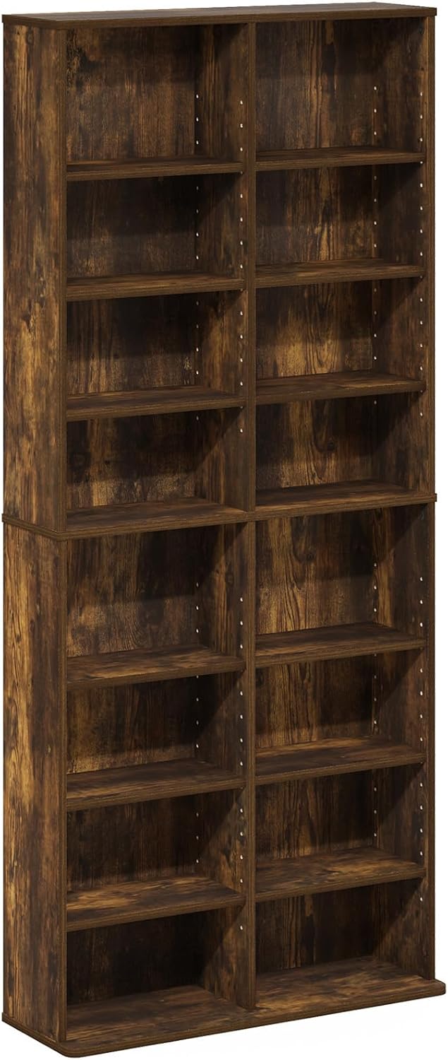 Amber Pine Wide Multi-Shelf Media Rack
