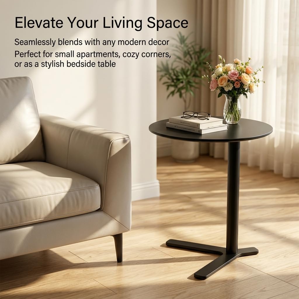 Round Metal C-Shaped Sofa Side Accent Table