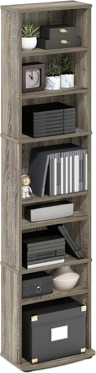 French Oak Slim 8-Tier Media Storage Rack