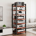 Teak 7-Tier Adjustable AV Media Rack
