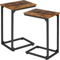Rustic Brown Slidable C-Shape Side Tables