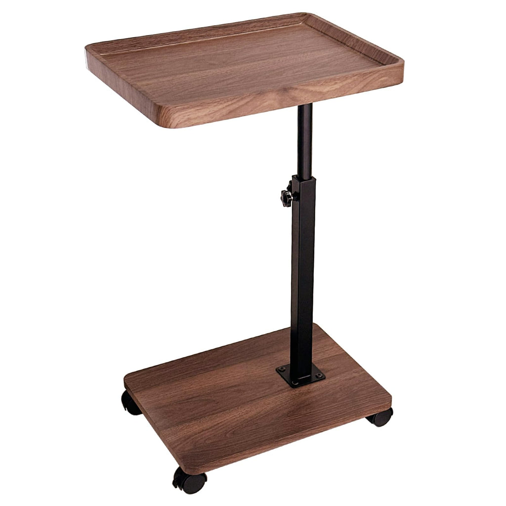 Walnut Swivel Wheeled Adjustable C Side Table