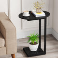Black Wooden C-Shaped Couch Side Table