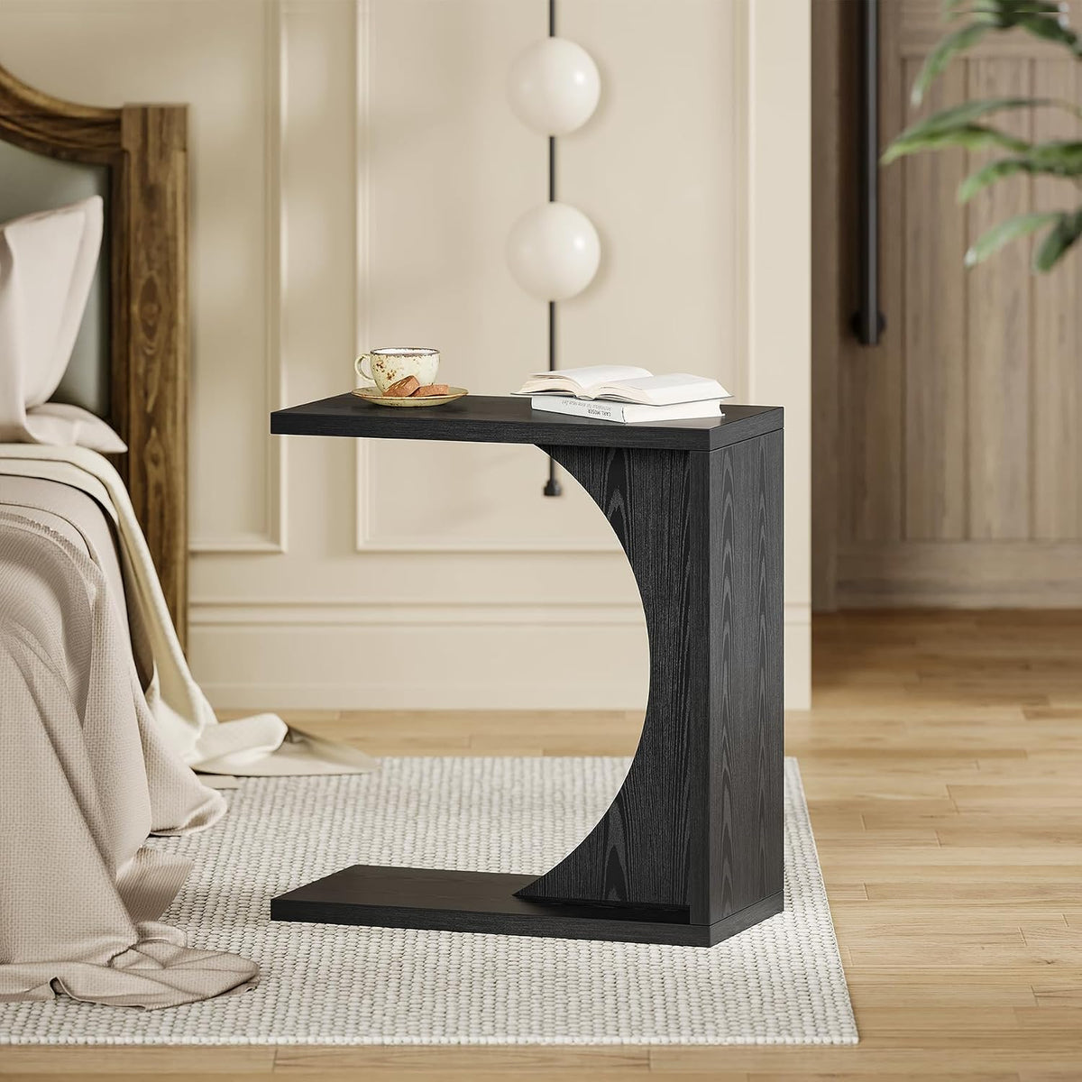 Black C-Shaped Couch Side Laptop Table