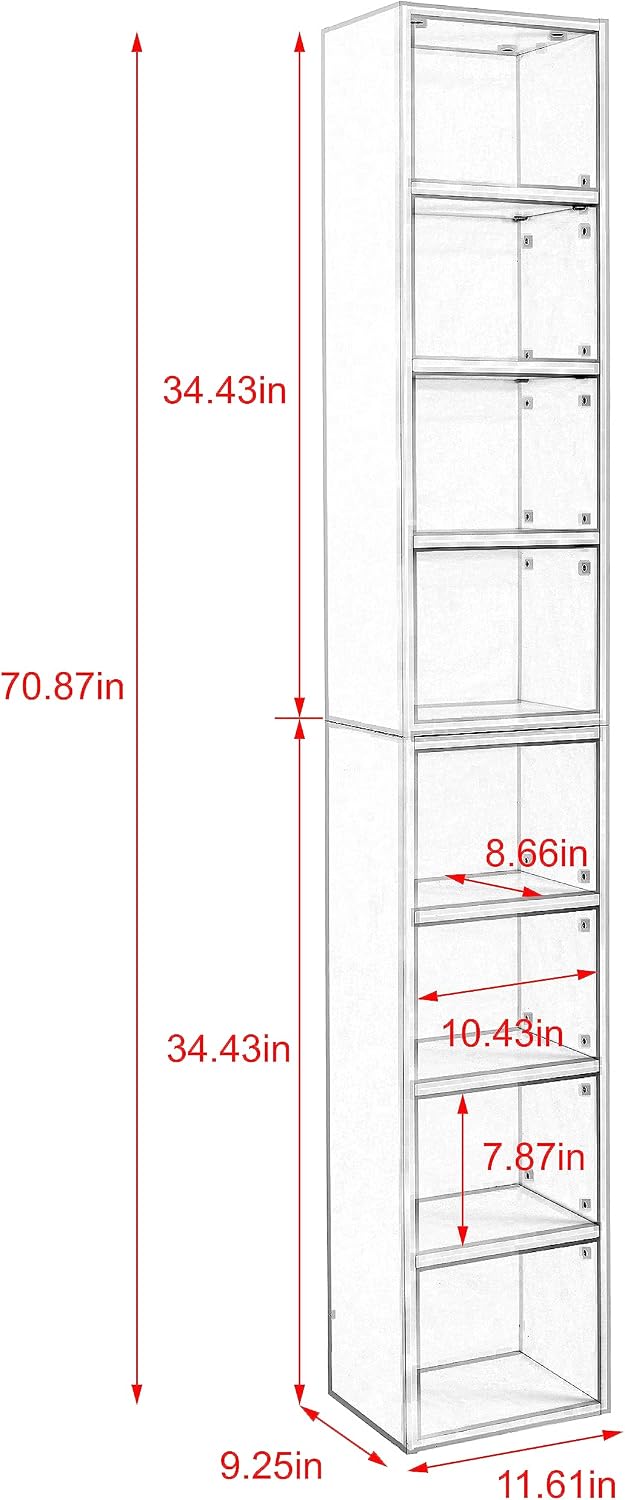 Walnut Slim 8-Tier Media Storage Tower