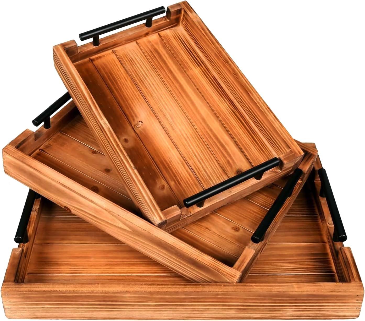 Vintage Nested Wood Decor Serving Trays