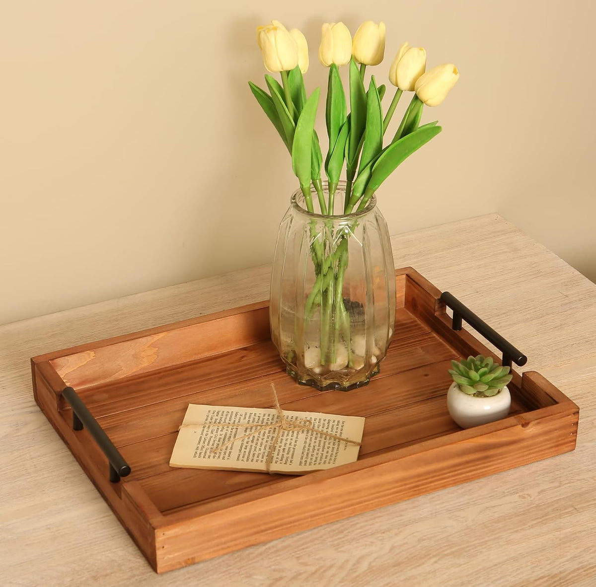 Vintage Nested Wood Decor Serving Trays