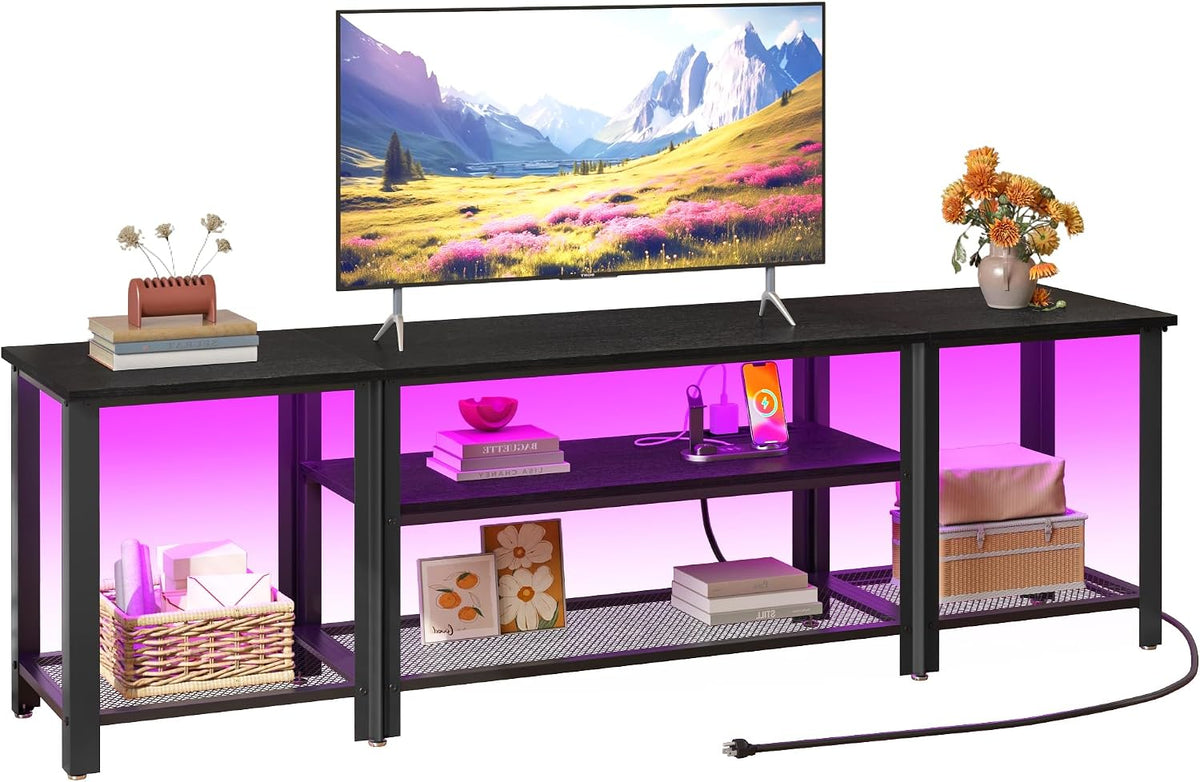 Black RGB Power Industrial TV Stand
