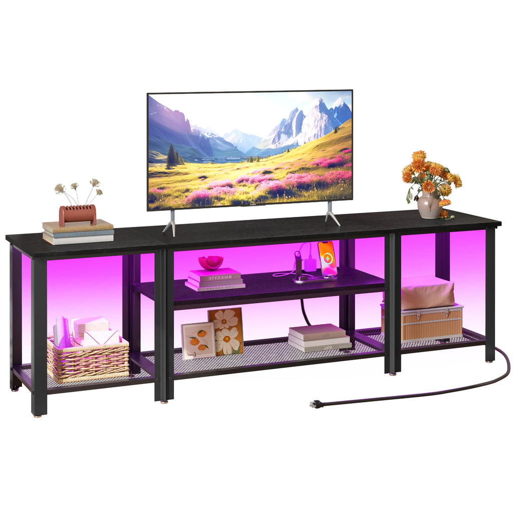 Black RGB Power Industrial TV Stand