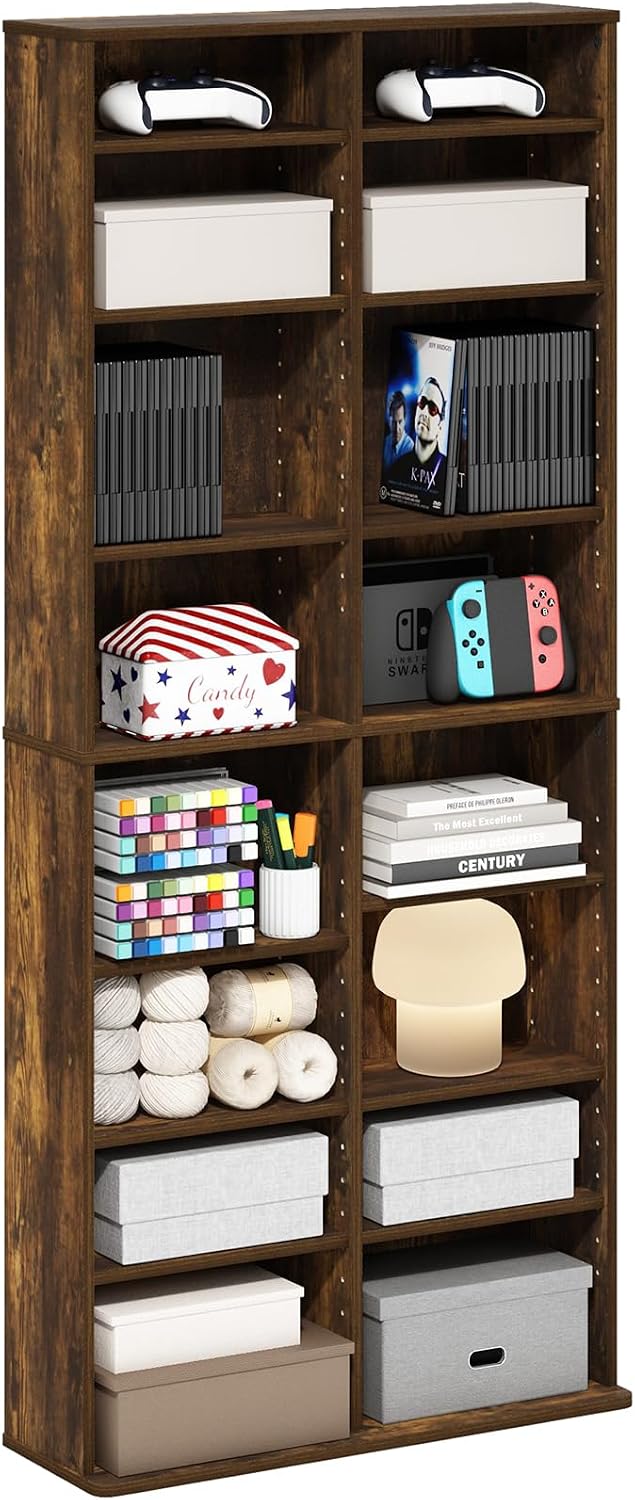 Amber Pine Wide Multi-Shelf Media Rack