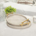 Ivory Round Gold Handle Decor Serving Trays
