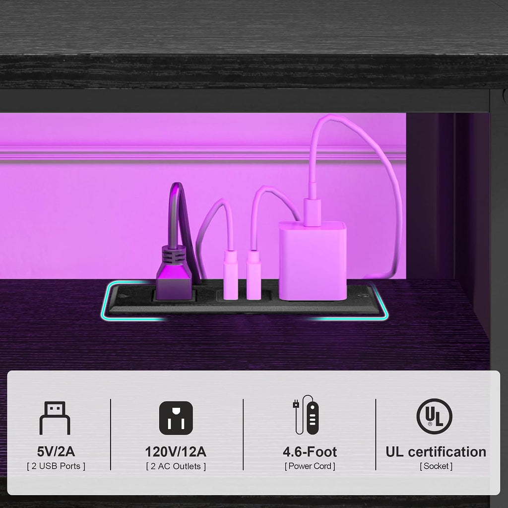 Black RGB Power Industrial TV Stand