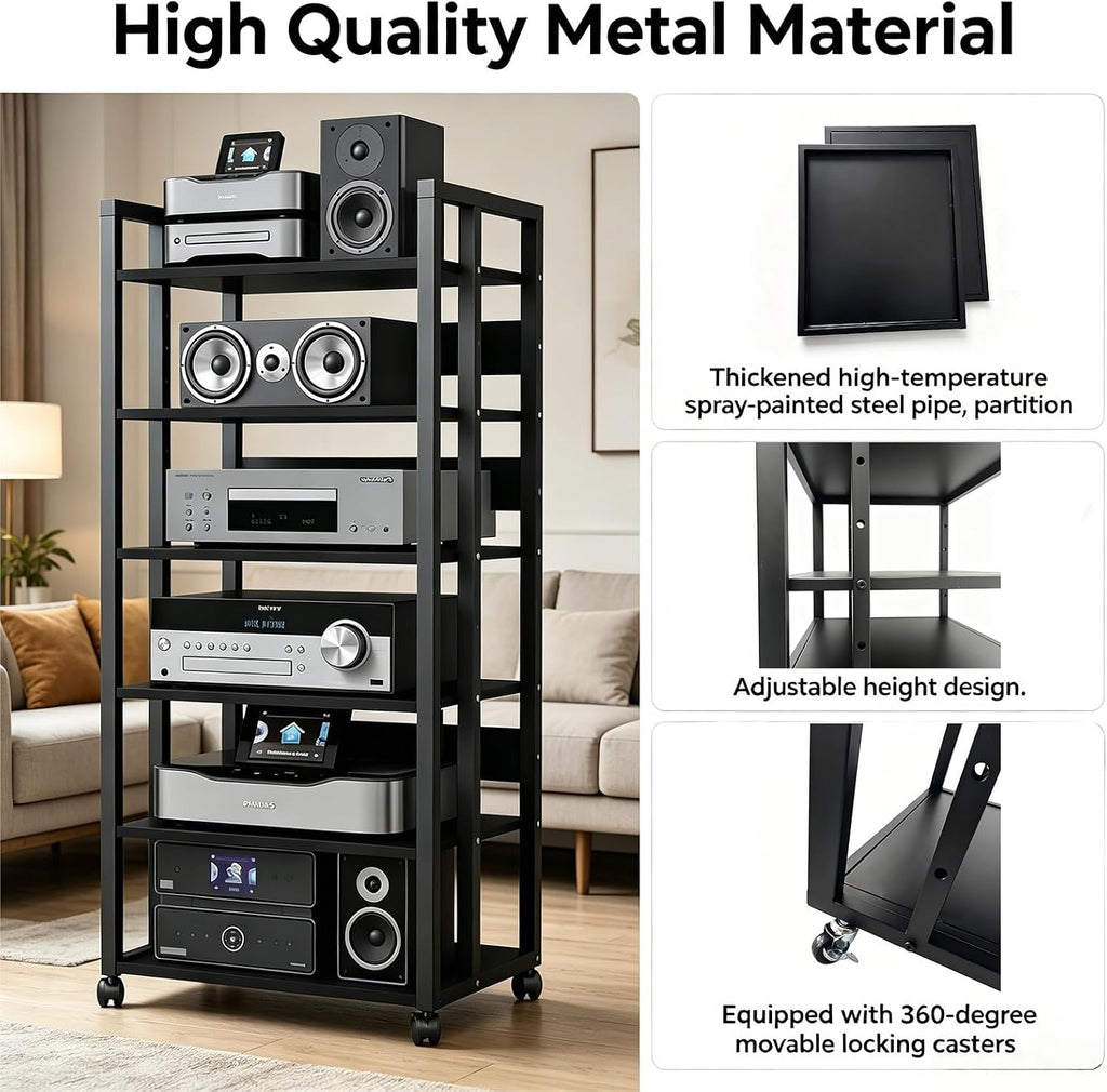 Wheeled Adjustable 6-Tier AV Media Stand
