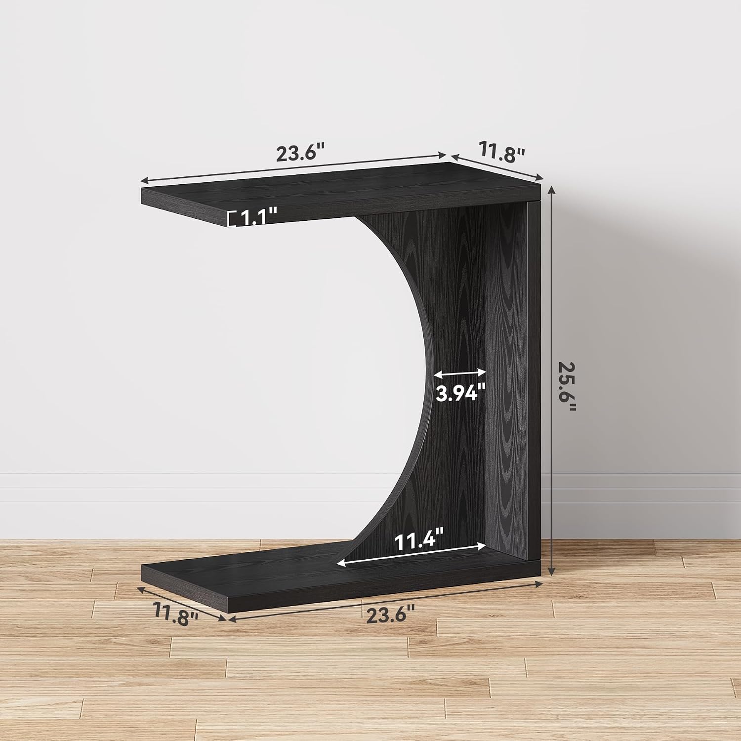 Black C-Shaped Couch Side Laptop Table