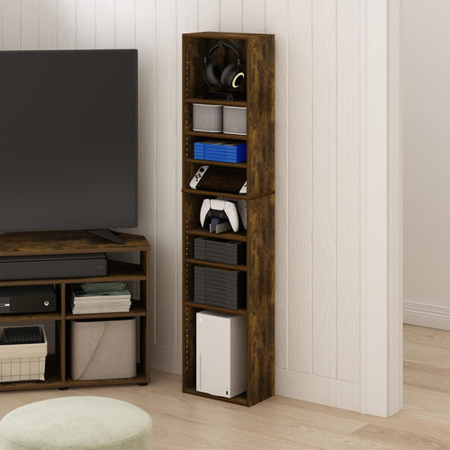 Amber Pine Adjustable 8-Tier Media Rack