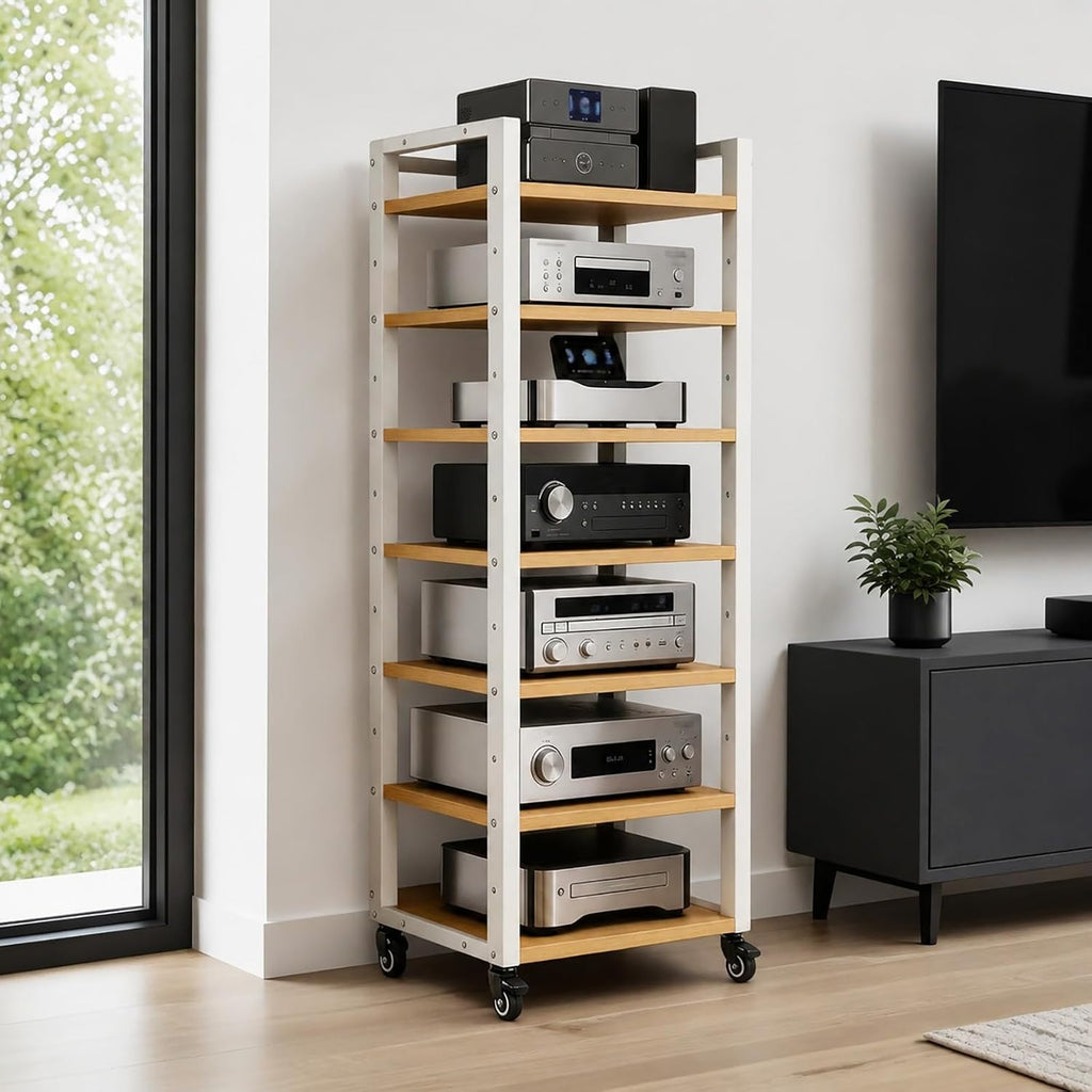 Wheeled Adjustable 7-Tier Audio Rack