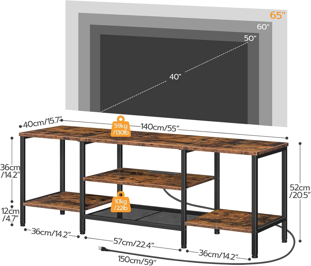 Rustic Power Outlet Industrial TV Console