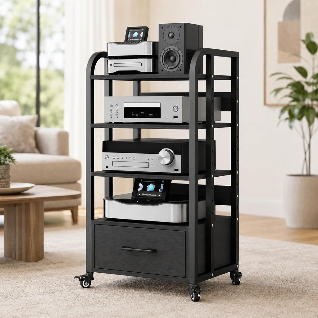 Wheeled Drawer 4-Tier AV Audio Rack