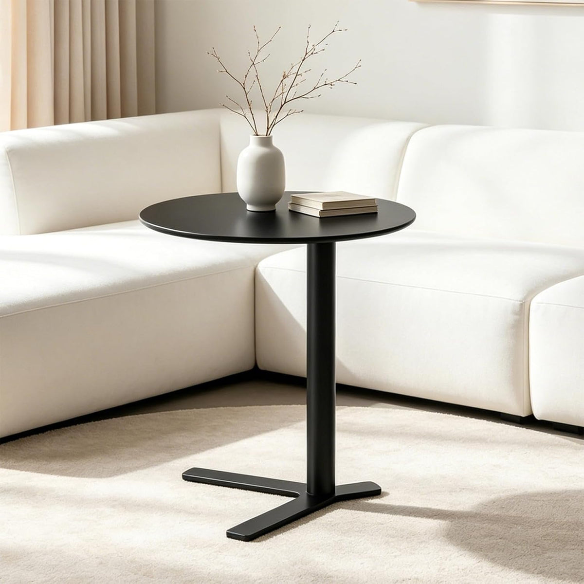 Round Metal C-Shaped Sofa Side Accent Table