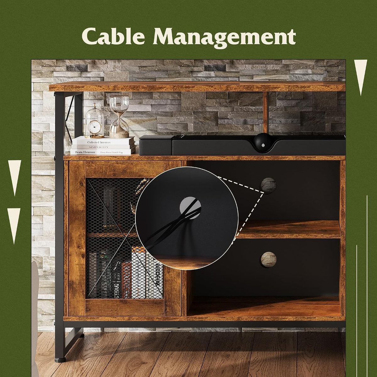 Rustic Brown Farmhouse Tall TV Console