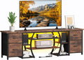 Rustic Brown LED Power Media TV Console