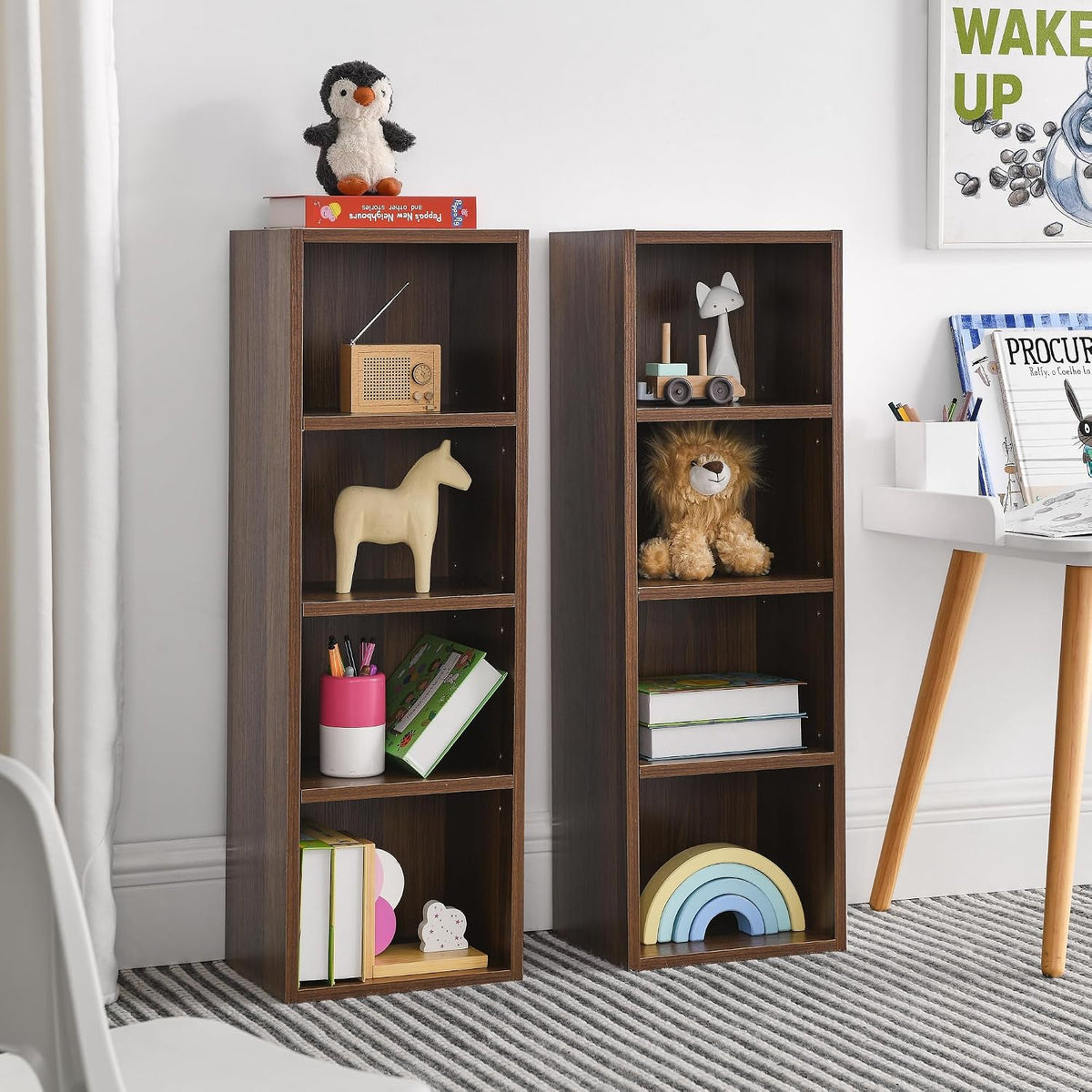 Walnut Slim 8-Tier Media Storage Tower