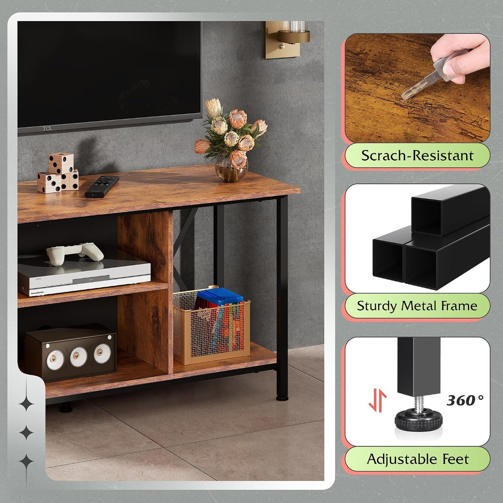 Rustic Brown Compact Industrial TV Stand