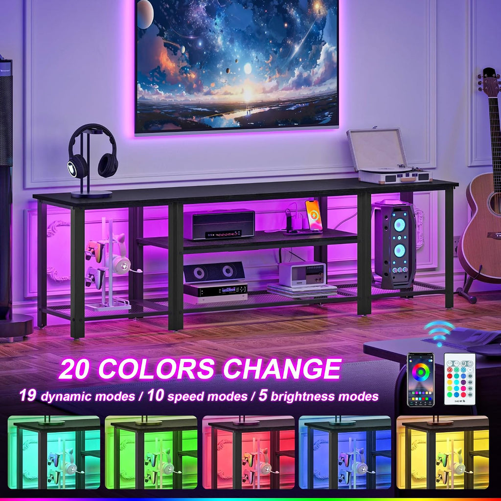 Black RGB Power Industrial TV Stand