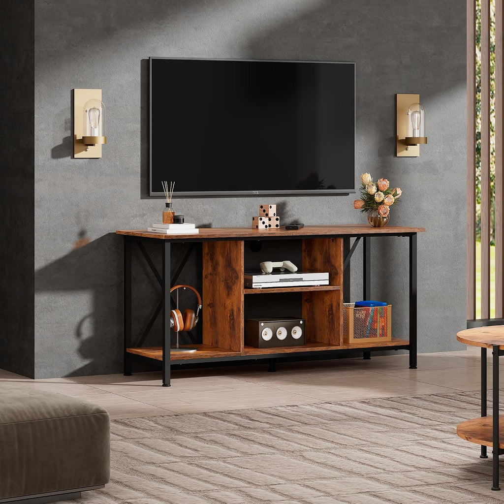 Rustic Brown Compact Industrial TV Stand