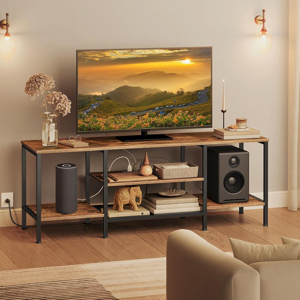 Rustic Power Outlet Industrial TV Console