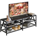 Black 3-Tier Industrial TV Console Stand