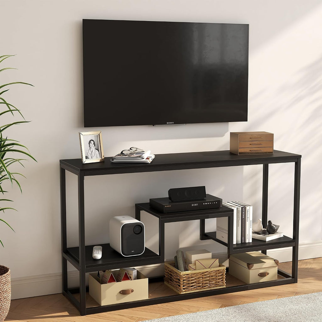 Black 3-Tier Industrial TV Console Stand