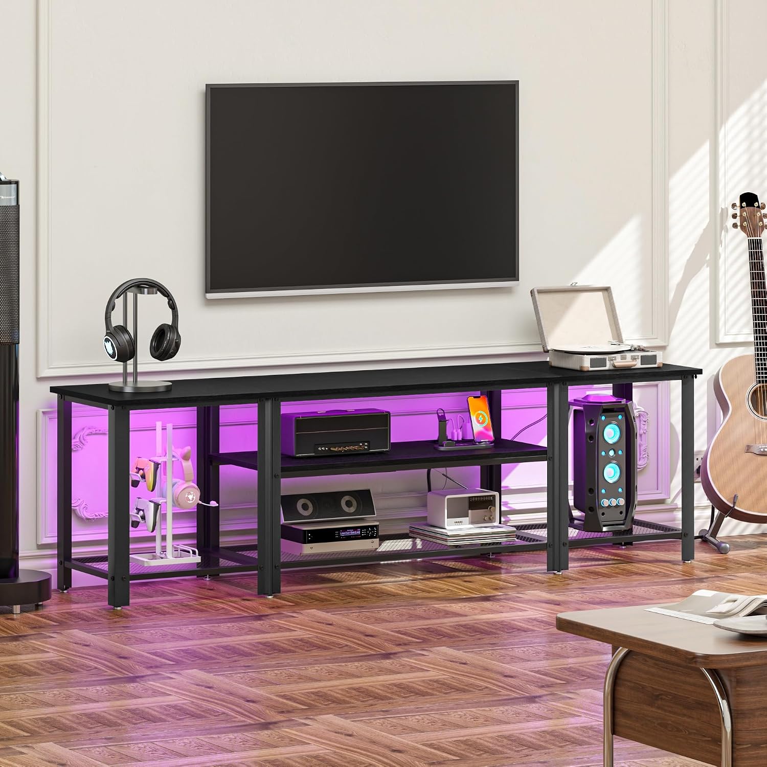 Black RGB Power Industrial TV Stand