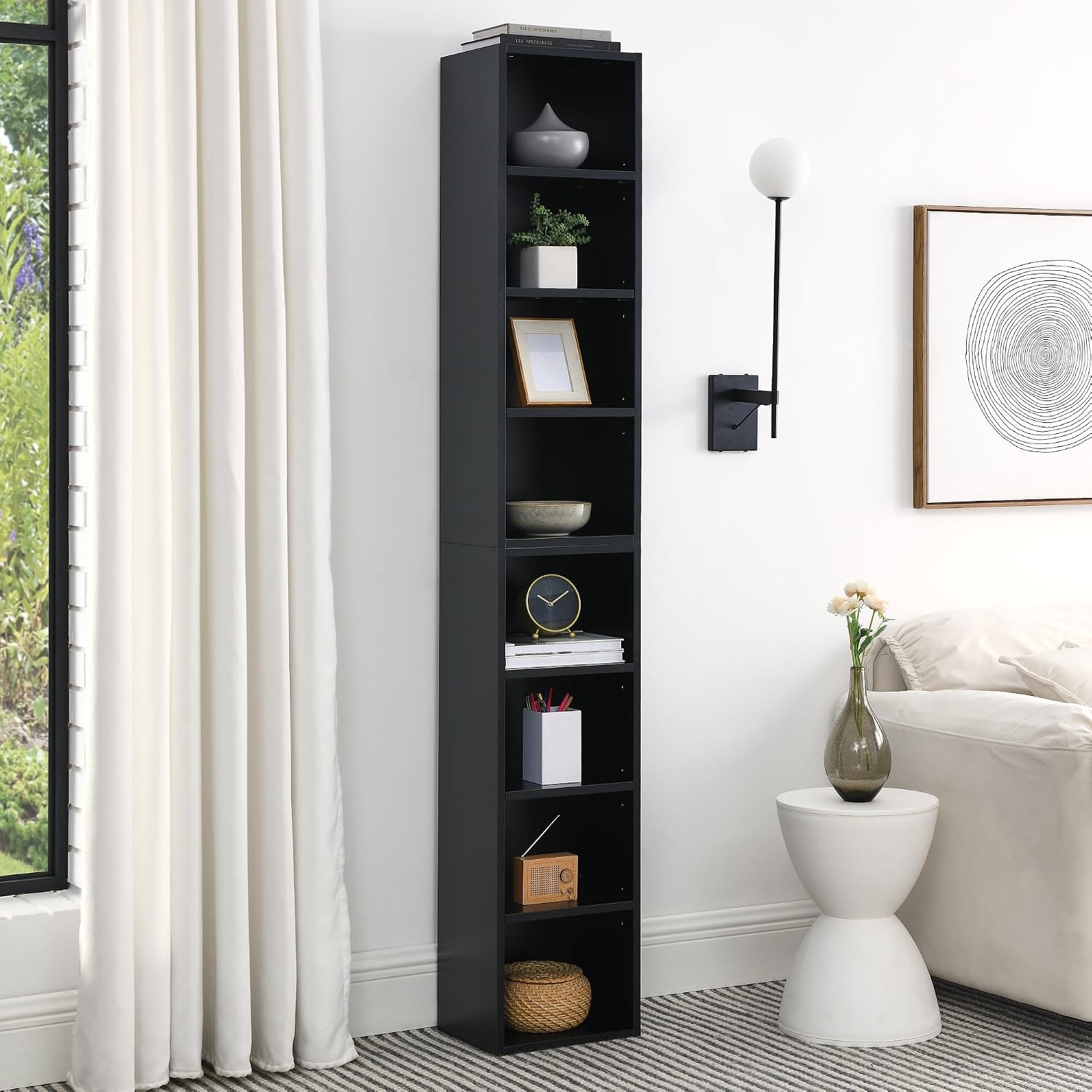 Slim Adjustable 8-Tier Media Storage Rack