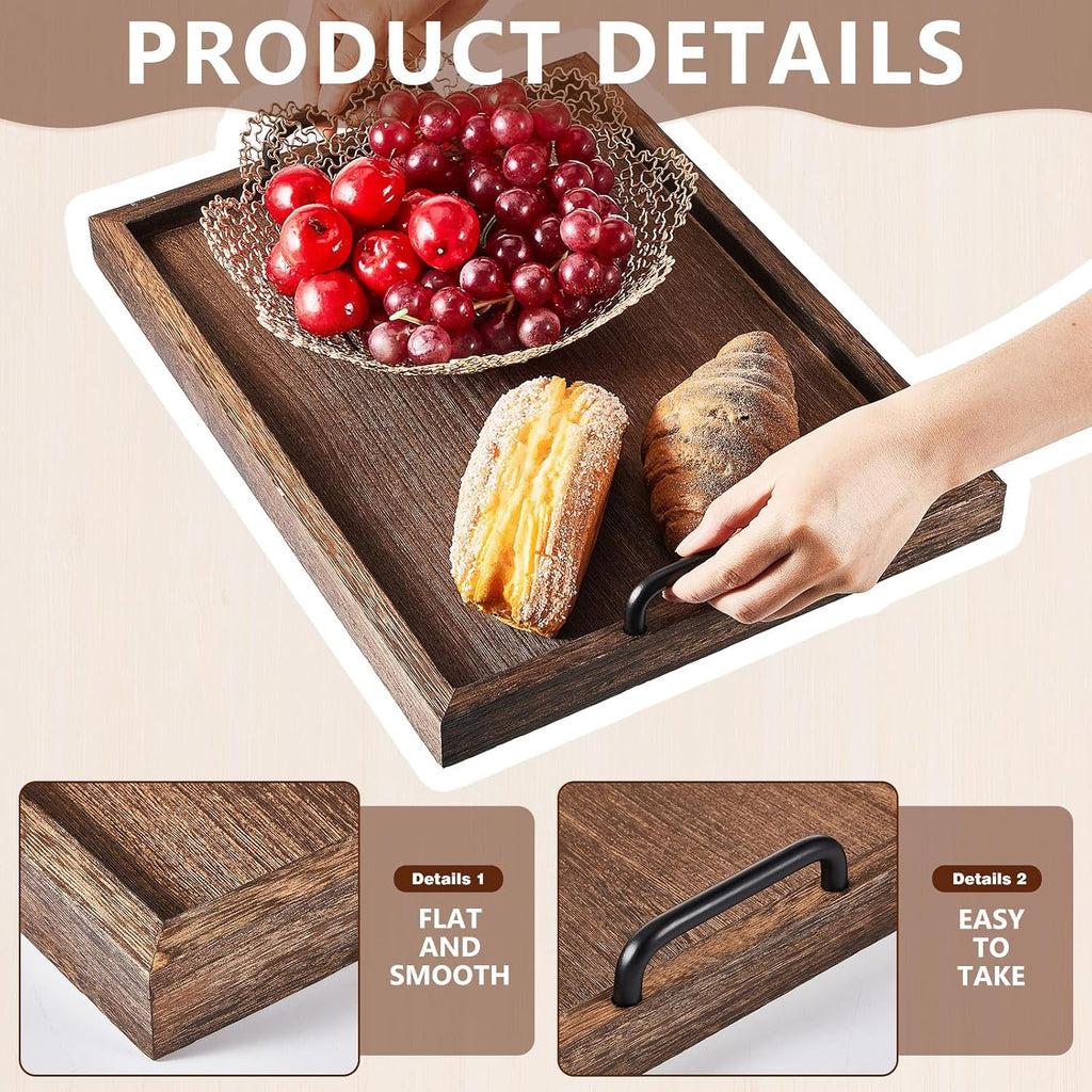 Rustic Brown Handle Wooden Serving Trays
