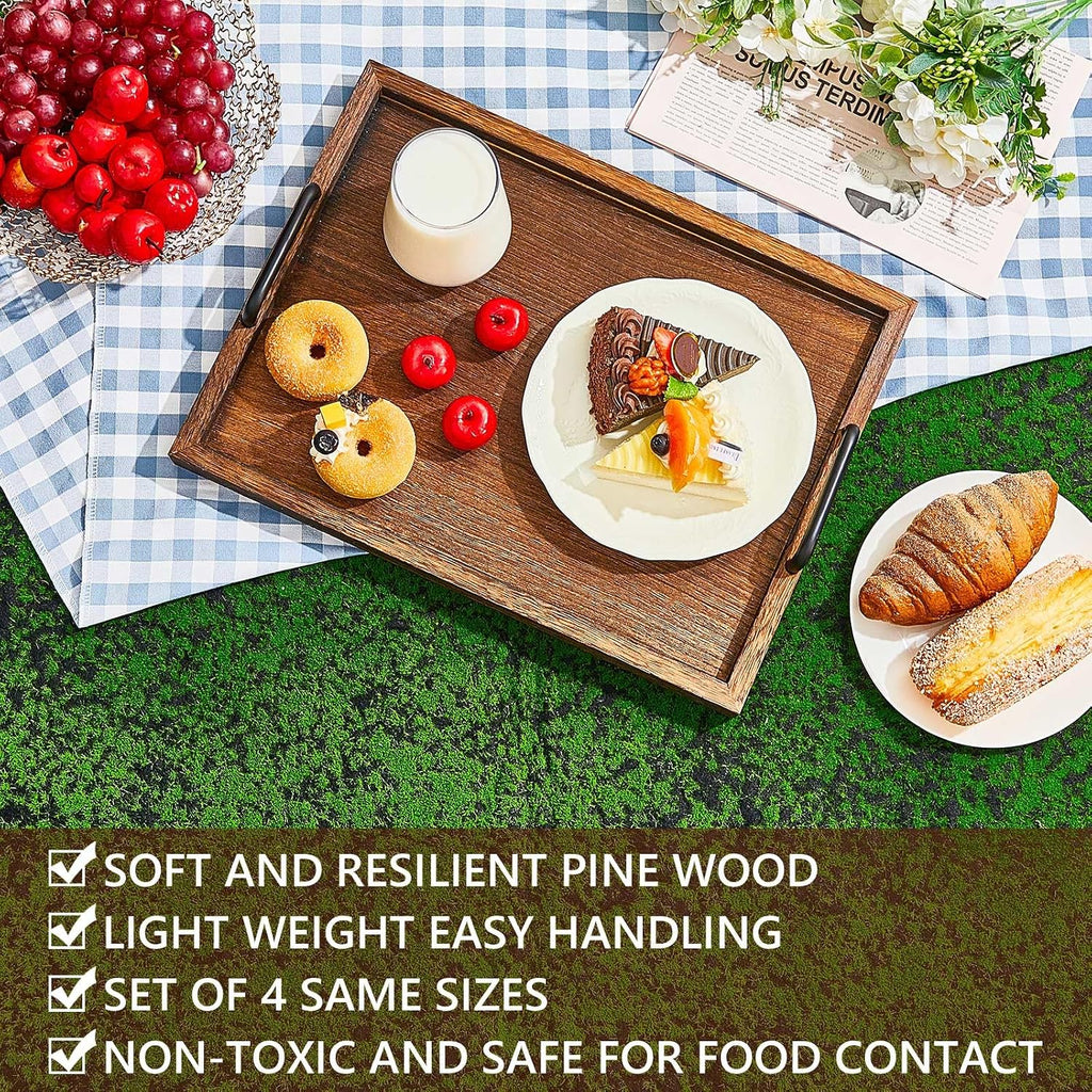 Rustic Brown Handle Wooden Serving Trays