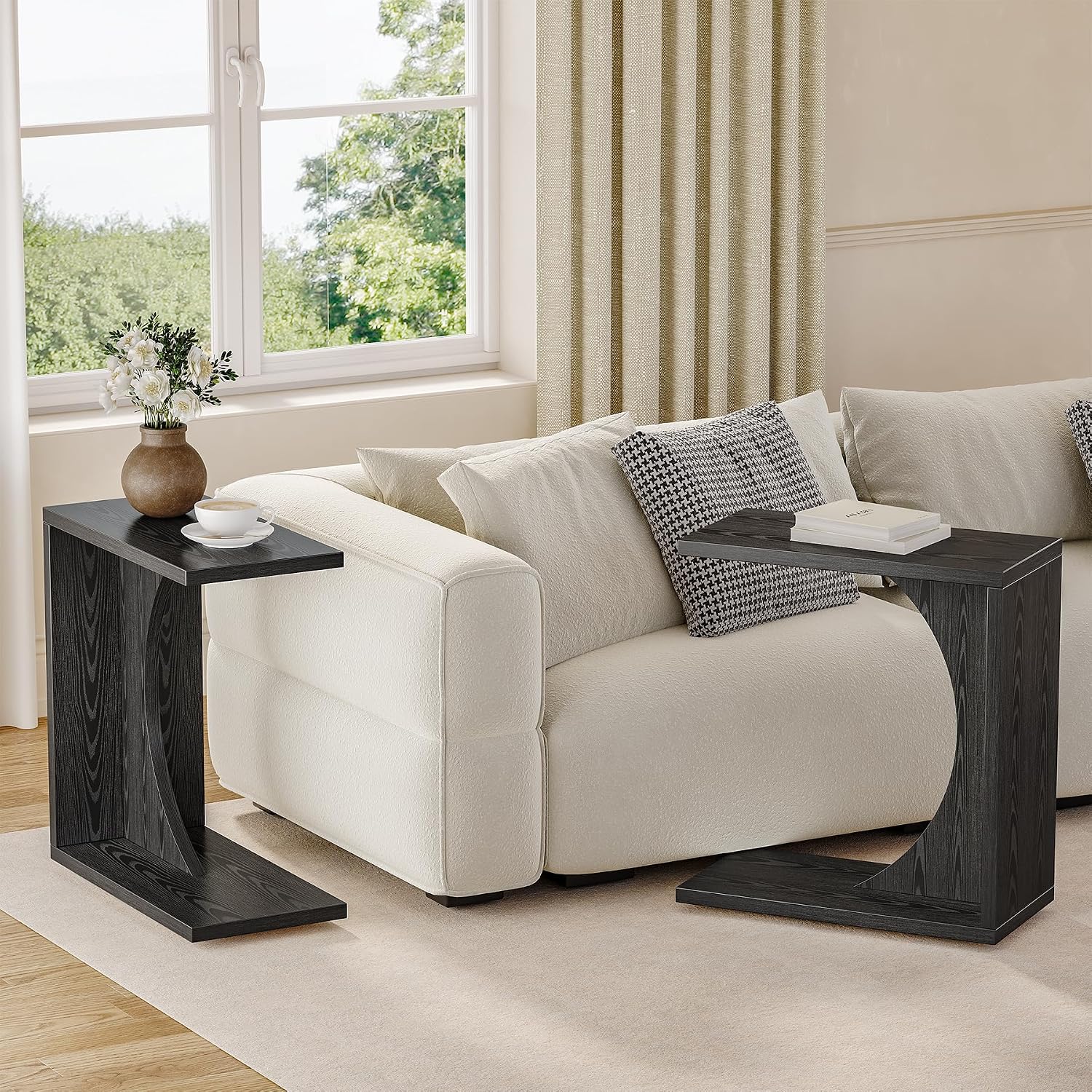 Black C-Shaped Couch Side Laptop Table