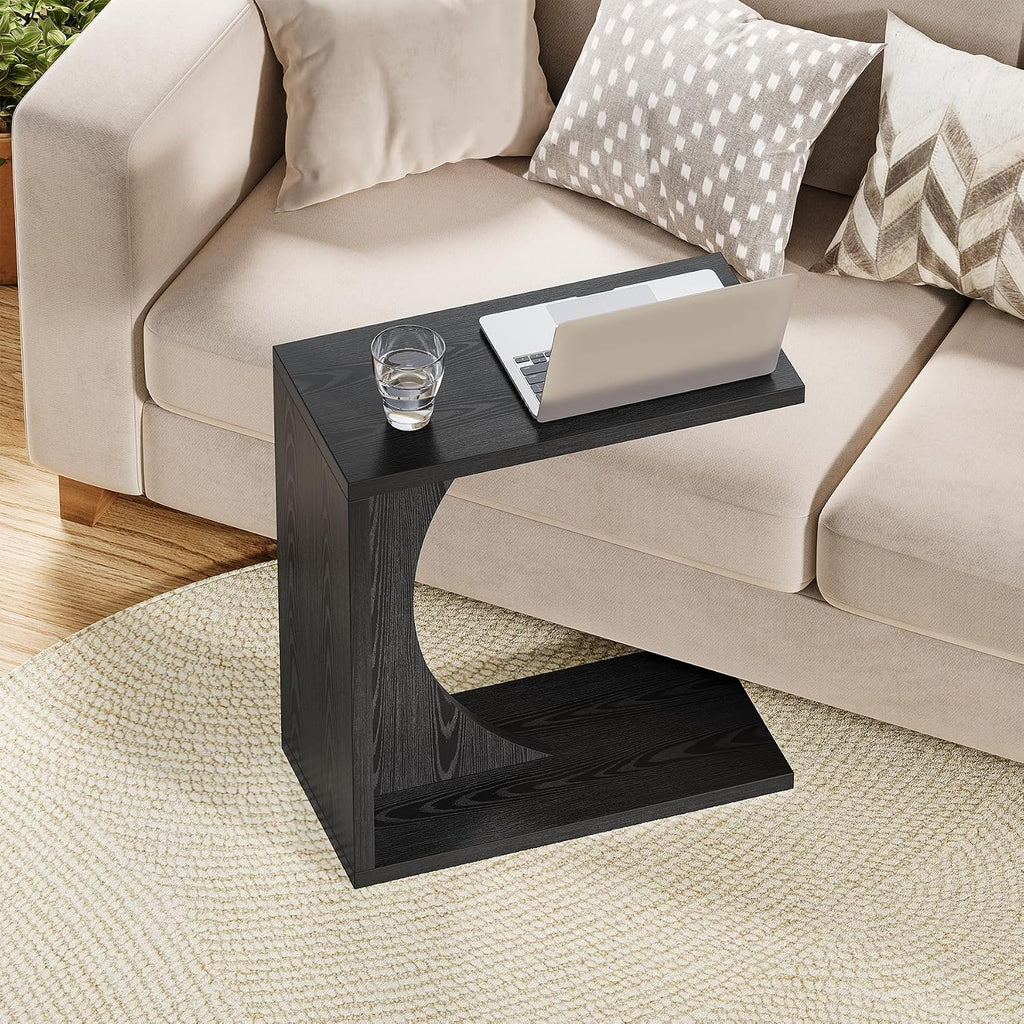 Black C-Shaped Couch Side Laptop Table