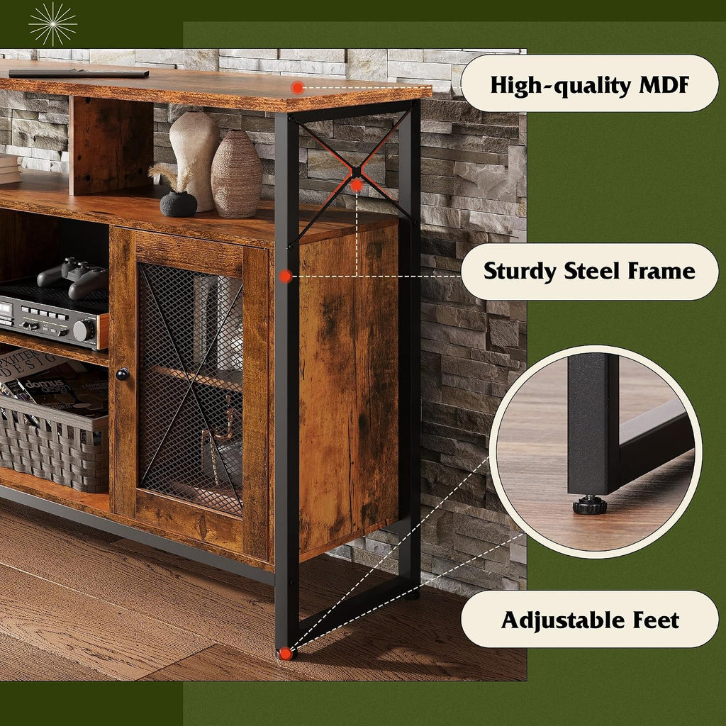 Rustic Brown Farmhouse Tall TV Console