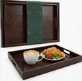 Dark Bamboo Nesting Handle Serving Trays